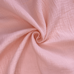 Ткань Муслин Жатый, цвет Нежно-Розовый (на отрез)  в Канске