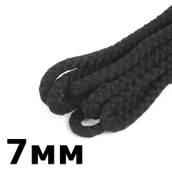 Шнур с сердечником 7мм, цвет Чёрный (плетено-вязанный, плотный)  в Канске